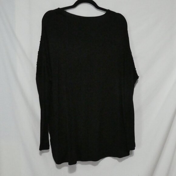 ADDITION ELLE | 2X | Black Long Sleeve Knit Front Shirt W/ Sequins | Solid Back - Picture 2 of 13